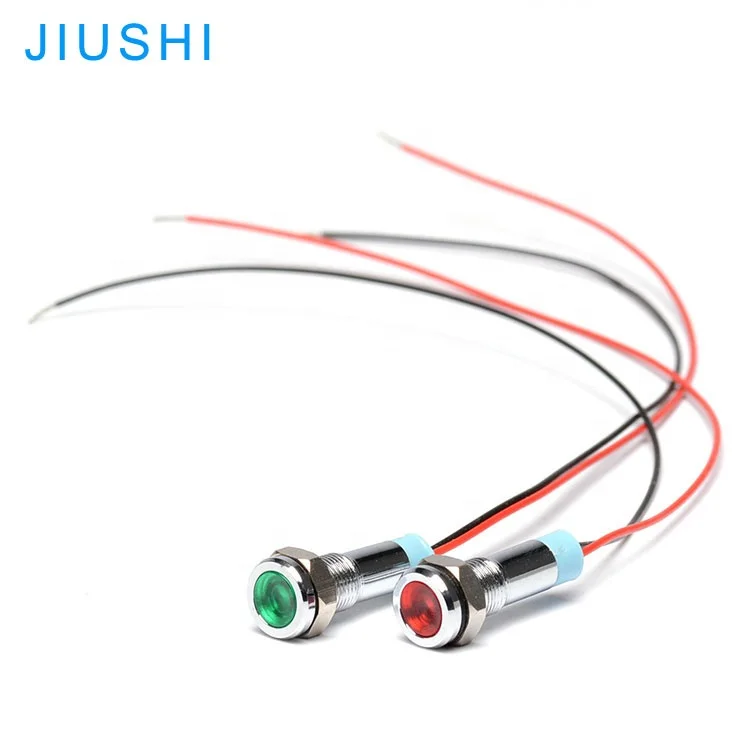 
A6 Waterproof 6v 12v 24v 6mm Metal LED Indicator Lamp red green white 