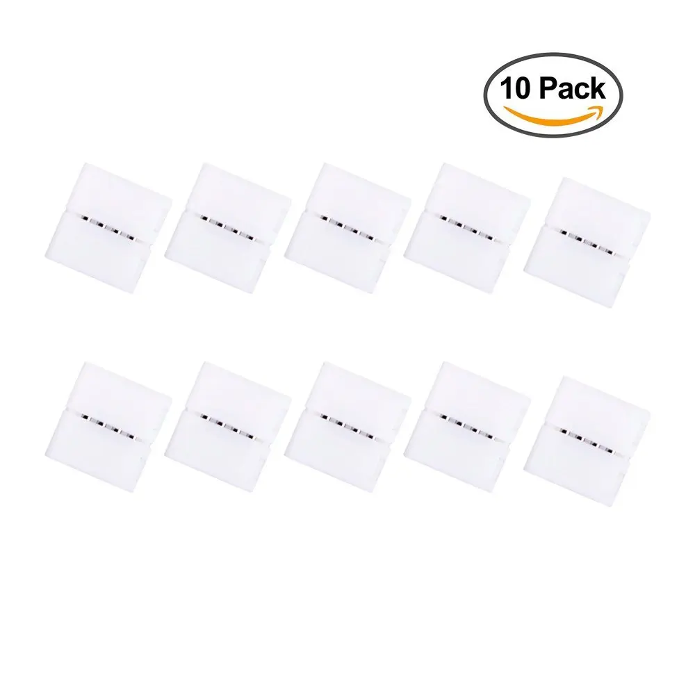 10 Pack 5050 RGB 4 pins LED Strip-to-Strip Connector, For 5050 3528 SMD LED RGB LED Light Strips Female Connector 10mm Wide Non-waterproof TARGOPOP