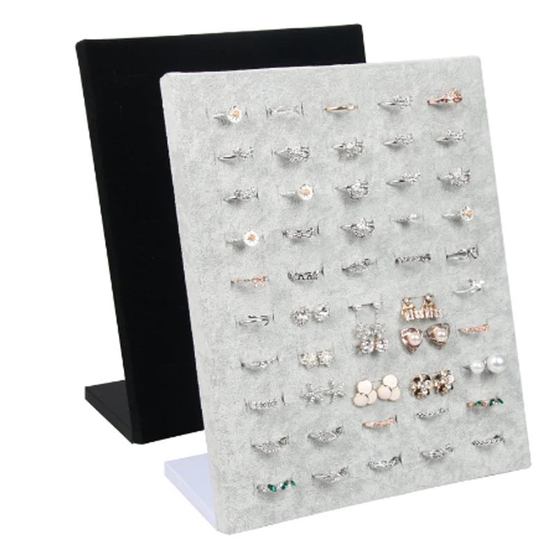 

Black/Gray Velvet display Case Jewelry Ring Displays Stand Board Holder Storage Box Plate Organizer