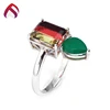 Factory wholesale green doublet flag stone 925 sterling silver jewelry ring