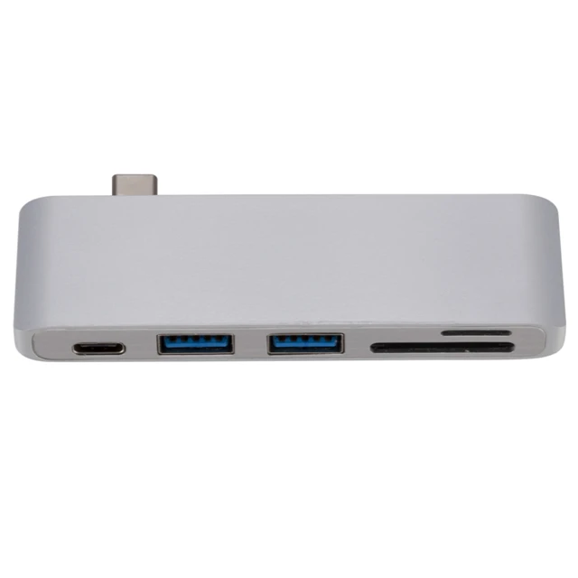 

Multifunction TF SD Card Reader Dual 2 USB 3.0 Ports Type C 5 in 1 Combo Hub Adapter For Macbook with PD Type C Power Supply, Silver