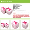 alibaba express hot sale pink polka dot printing lovely cute square cupcake packing paper box with silk ribbon