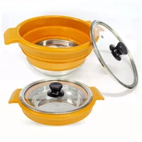 

C-002 Outdoor camping 2.3/3.8/5.7 Liter Collapsible Stainless Steel Bottom Silicone Cooking Pot