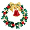 Wholesale classic christmas wreath with bow bell rhinestones crystal pendant