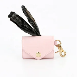 Image of pet product PU leather animal dispenser Box Clean-up Waste Bag Carrier Holder