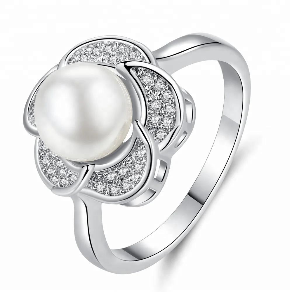 

Rings Jewelry Women Shell Jewelry Fashion Women Imitation Pearl Ring, White