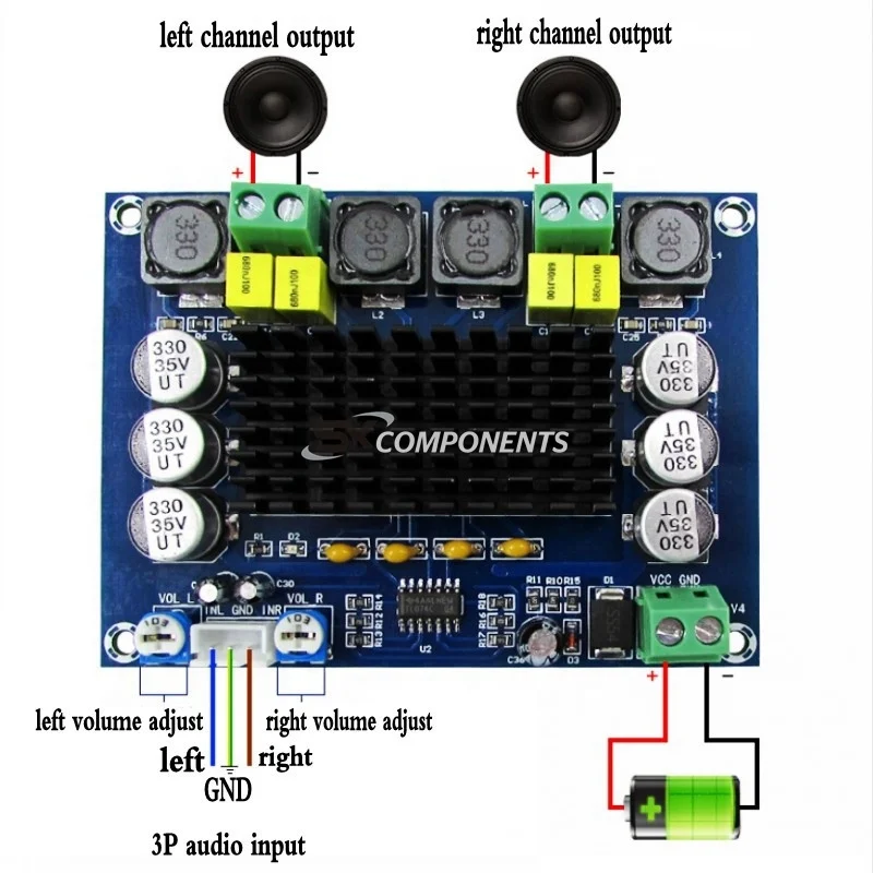 

Dual-channel Stereo High Power Digital Audio Power Amplifier Board 2*120W XH-M543 tpa3116d2 tpa3116d2 amplifier board