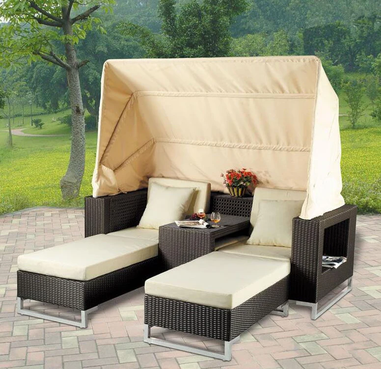 CBMMART garden lying bed rattan sunbed outdoor furniture round bed designs