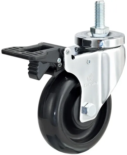 Double Ball Bearing Anti static Fixed PU Industrial Castor Wheel