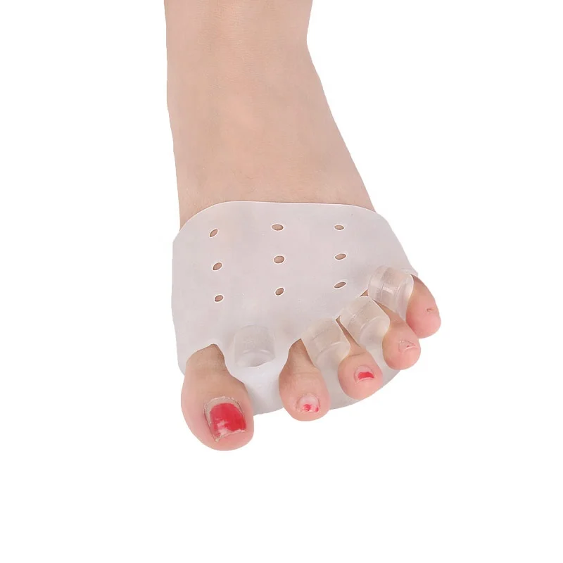 

Silicone Gel Toe Stretcher Separator Five Toes Separators For Hallux Valgus Foot Care, White,skin