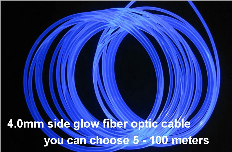5meters 4 0mm Side Glow Pmma Fiber Optic Cable For Car Light Star Side Glow Pmma Fiber Optic Cable