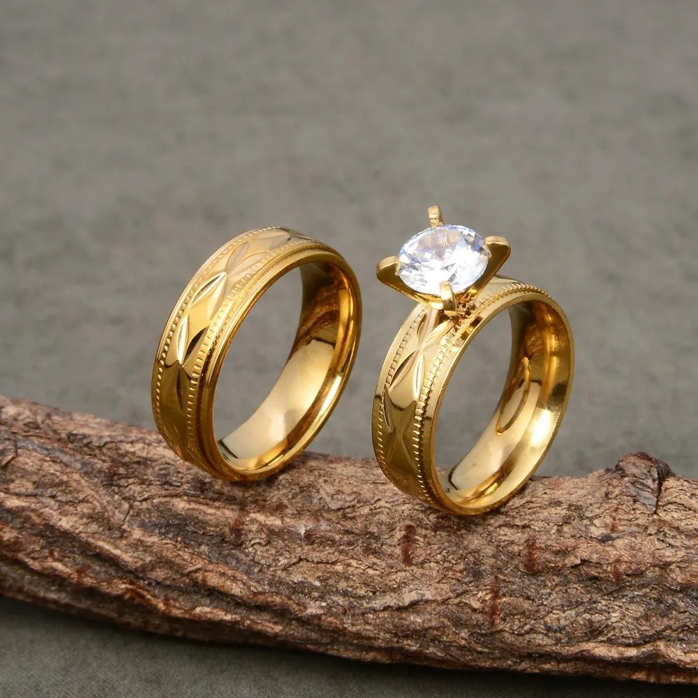 Latest 18k Gold Stainless Steel Cz Wedding Ring Gold Finger Ring Design ...
