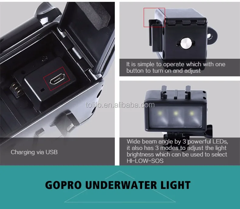 Tolifo IP67 40m waterproof led light with CE FCC ROHS certificates for divers