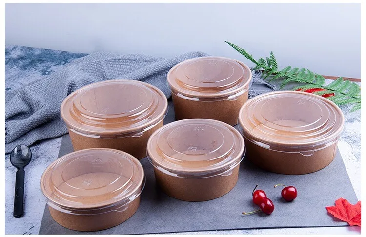 750 毫升牛皮纸沙拉碗带盖 - buy 牛皮沙拉碗,牛皮纸沙拉碗,沙拉碗带