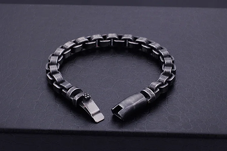 KALEN 316 Stainless Steel 22CM Brushed Box Link Chain Bracelets For Men