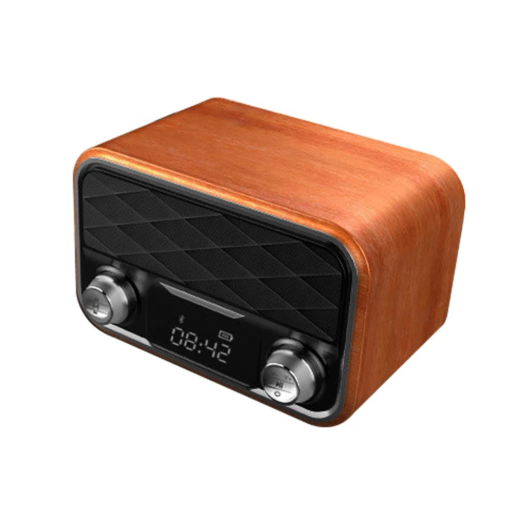 

Vintage Radio Player Stereo Speaker Wooden Wireless Charging Speaker