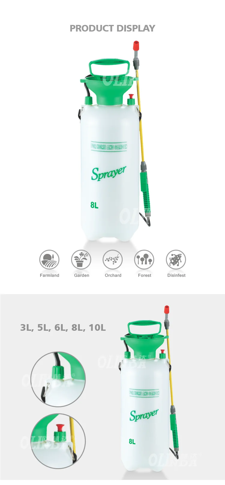China factory agricultural orchard fruit tree plastic 3 5 6 8 10L pressure insecticide sprayer