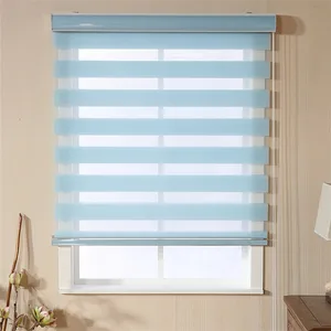 Image of manual sunscreen zebra fabric rainbow blinds