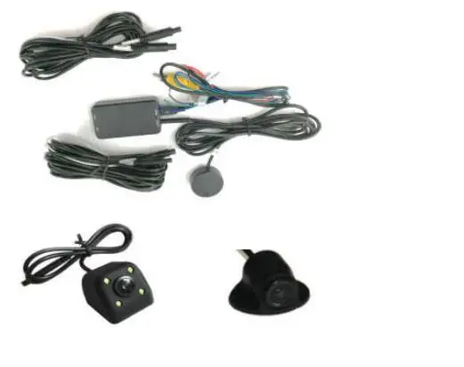 Newest 4 pin connector car sound /trigger / button control quad camera control box split screen parking aid box