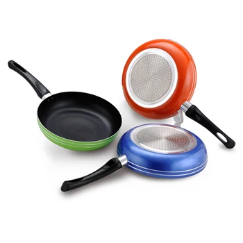 2019 amazon hot selling colorful non stick aluminum frying pan carbon steel frying pan with Plastic handle