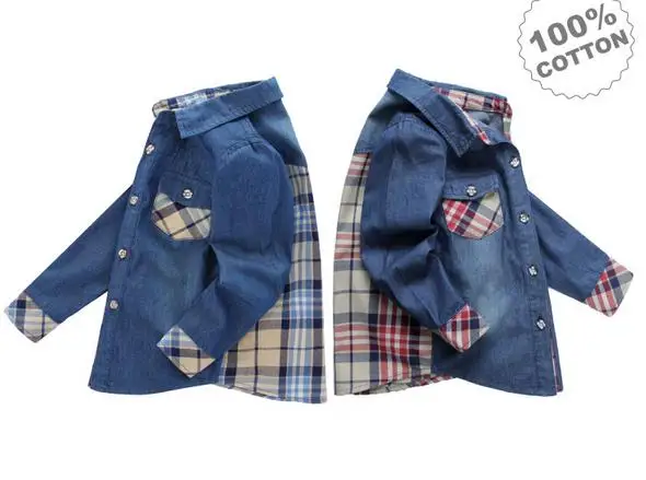 
Factory wholesale custom fancy cotton boys fashion children jeans shirt 