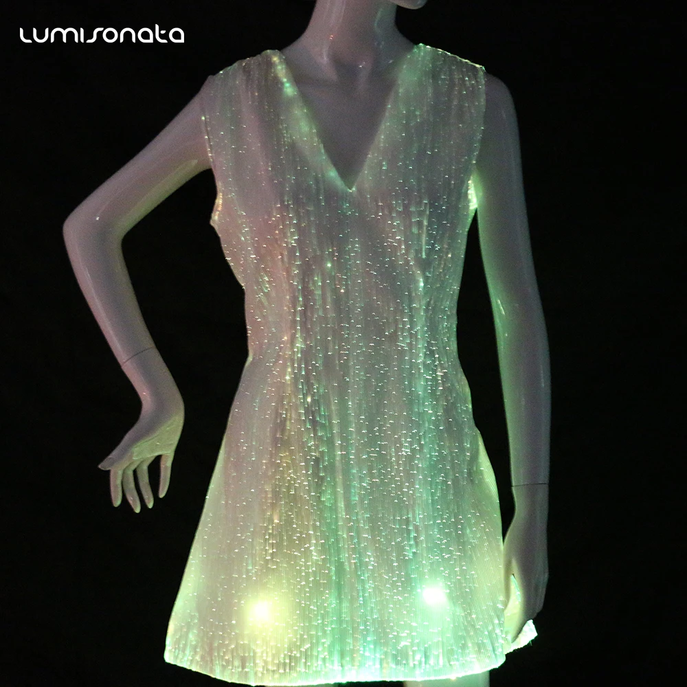 Elegant Led Light Up Ladies Glow In The Dark Fancy Dress Lumimnous Dance Costumes Buy Led