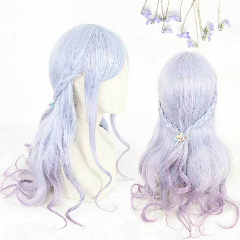 

Wholesale 65cm Long Wave Blue&Purple Mixed Synthetic Party Hair Wigs Heat Resistant Anime Cosplay Peluca Lolita Wig CS-810A