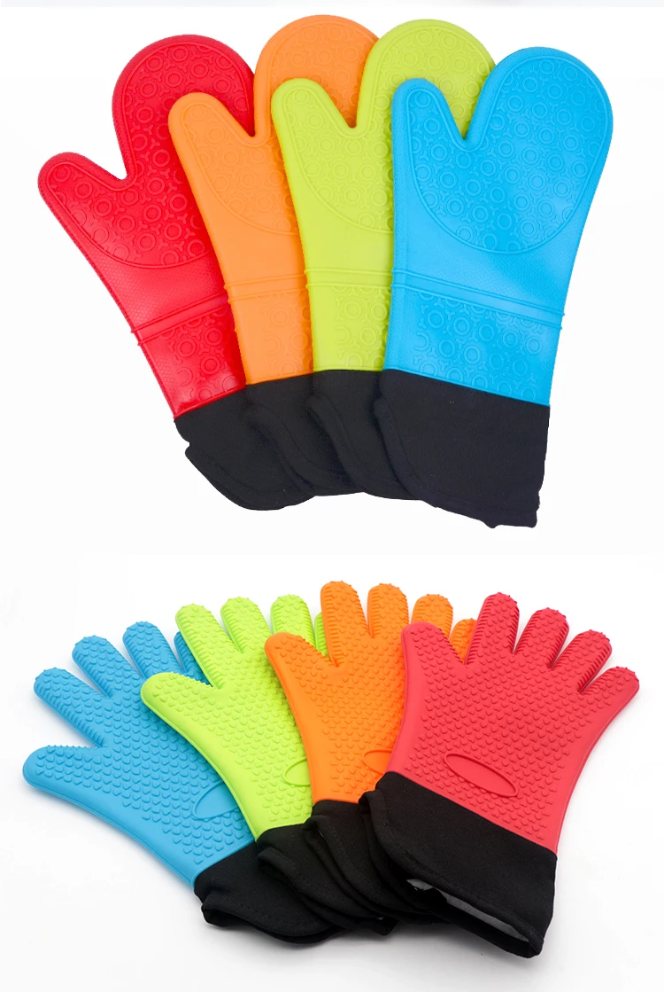 Wholesale Kitchen Heat Resistant Nonslip Silicone Cooking Gloves Extra