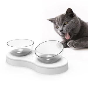 Image of Double Angle Degree Adjustable Dog Cat Bowls Elevated Cat Feeder Food Water Feeder