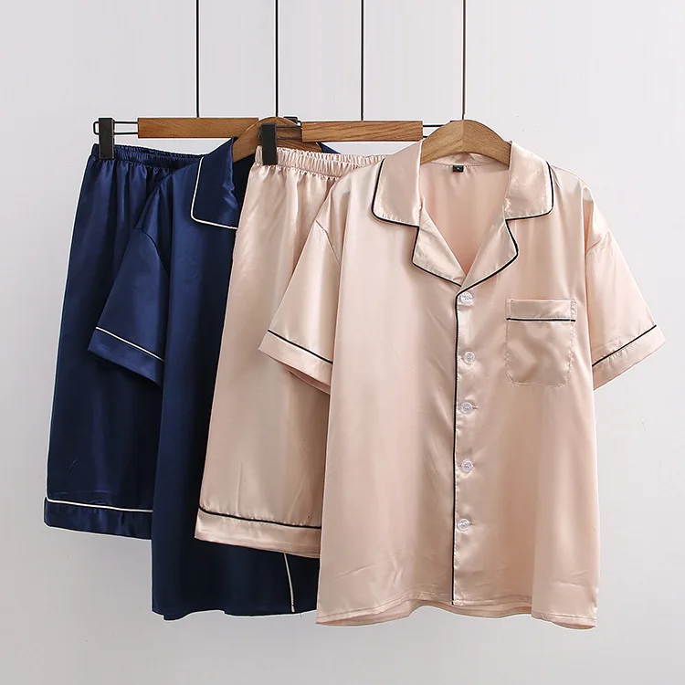 

Korea Women Summer Sleepwear Silk Pajamas Suit XXXL Home Clothes Pajama Sets, Customized color