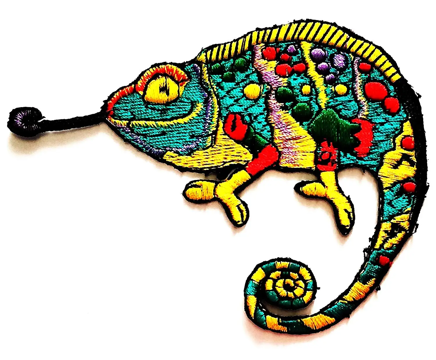 Nipitshop Patches Black Lizard Patch Chameleon Amazing Animal Patches Iron On Cartoon Apparel for Clothes Kids Stickers DIY Cheap Embroidered Patches for Sewing Kids Clothing
