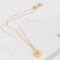 

New Hot Small Sun Star Pendant Necklace Rhinestone Jewelry Factor Zinc Alloy Gold Round Necklace For Women