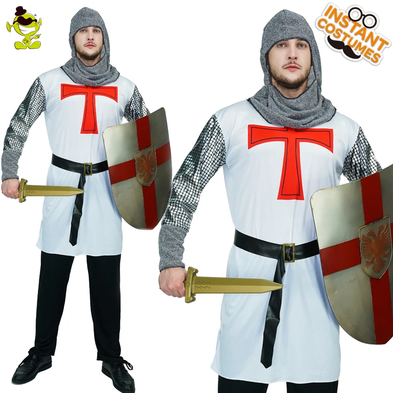 Mens Medieval Knight Costume Camelot Renaissance Warrior Game Thrones Size M-XL