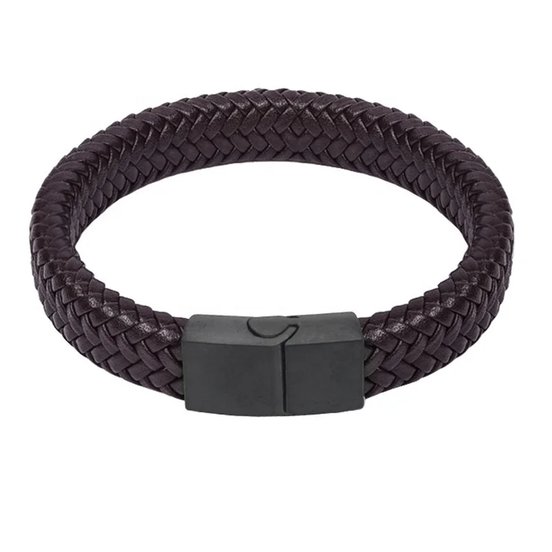 

Men Jewelry Brown Braided Male Leather Bracelet