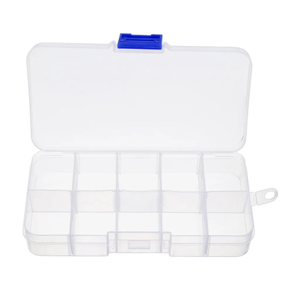 

10 Grids Adjustable Transparent Plastic Storage Box for Small Component Jewelry Tool Box Bead Pills Organizer Nail Art Tip Case