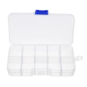 10 Grids Adjustable Transparent Plastic Storage Box for Small Component Jewelry Tool Box Bead Pills Organizer Nail Art Tip Case