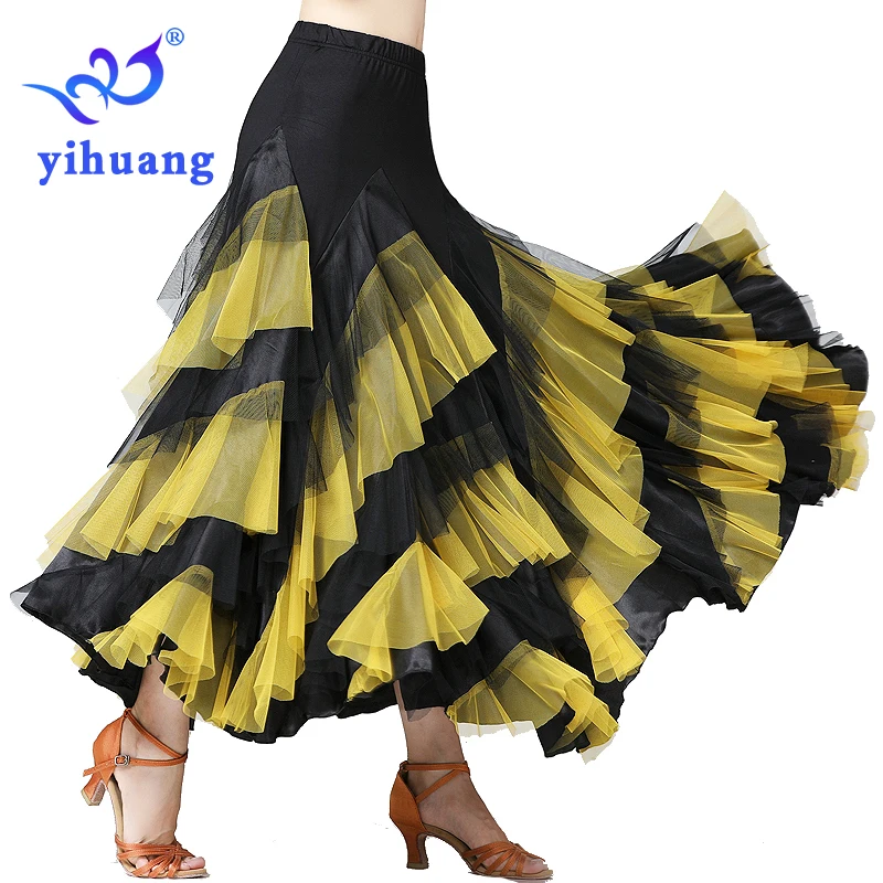 

Women Adult Standard Dance Competition Dress Ballroom Skirt Long Performance, Red, royal blue, black,purple,rose pink,yellow