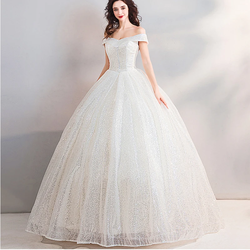 

Wholesale off shoulder wedding dress princess formal maxi dress