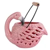 Creative designs outdoor ceramic portable flamingo christmas decorative lantern with holder