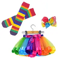

2019 Modest Baby Girls TuTu Skirt Set Birthday Party Rainbow Dresses For Girls Princess Party Costumes Ballet Dress