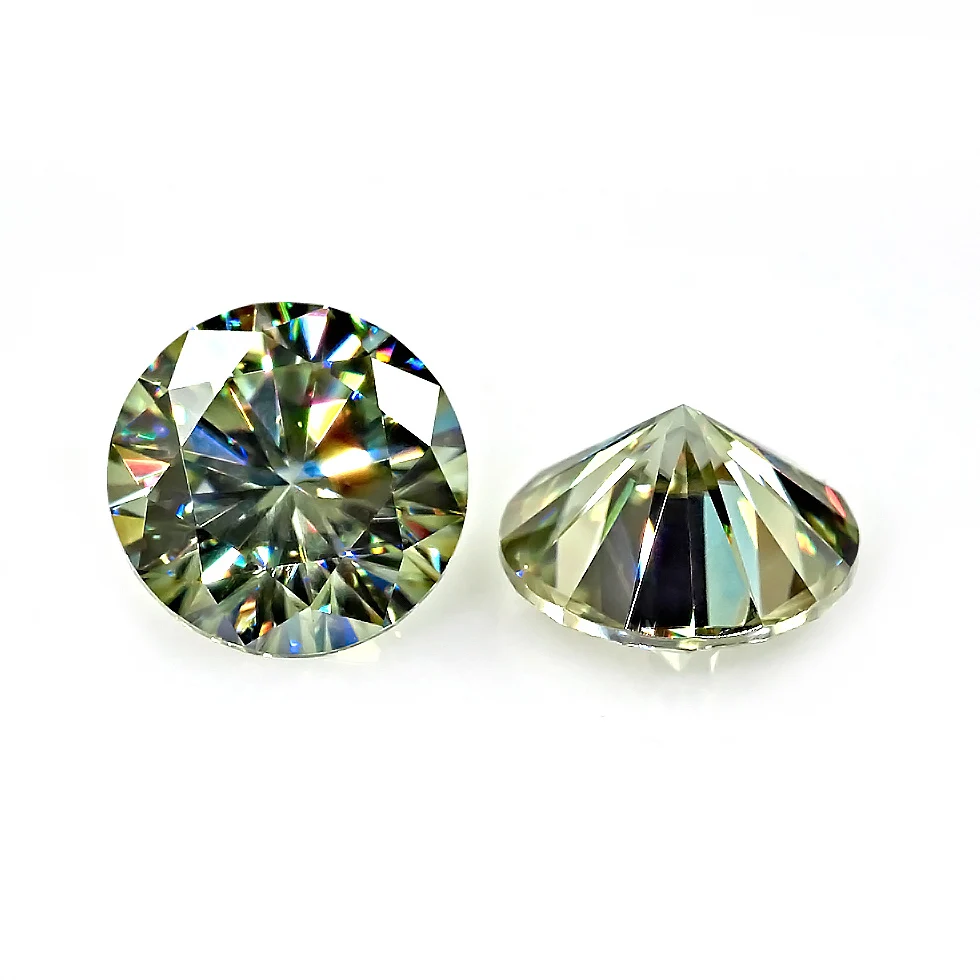 

GIGAJEWE Green Color Round Brilliant Shape Moissanite Beads Wholesale Synthetic Loose gemstone diamonds loose