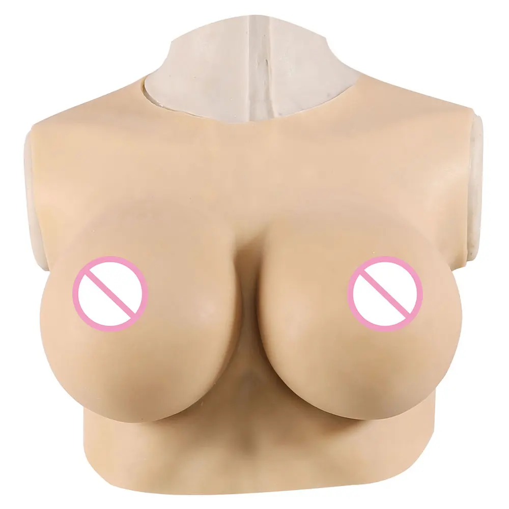 

Round Neck G Cup Silicone Breast Tits Breast Plate Big Breast Form Boobs for Crossdresser, Ivory white/asian yellow/light brown