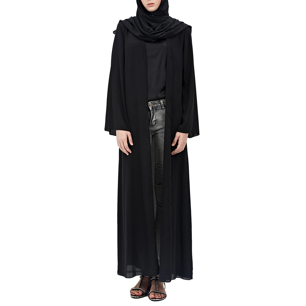 

Abaya Islamic Clothing muslim Cardigans maxi dress simple women black chiffon abaya, Green;blue;pink;black;grey;nude