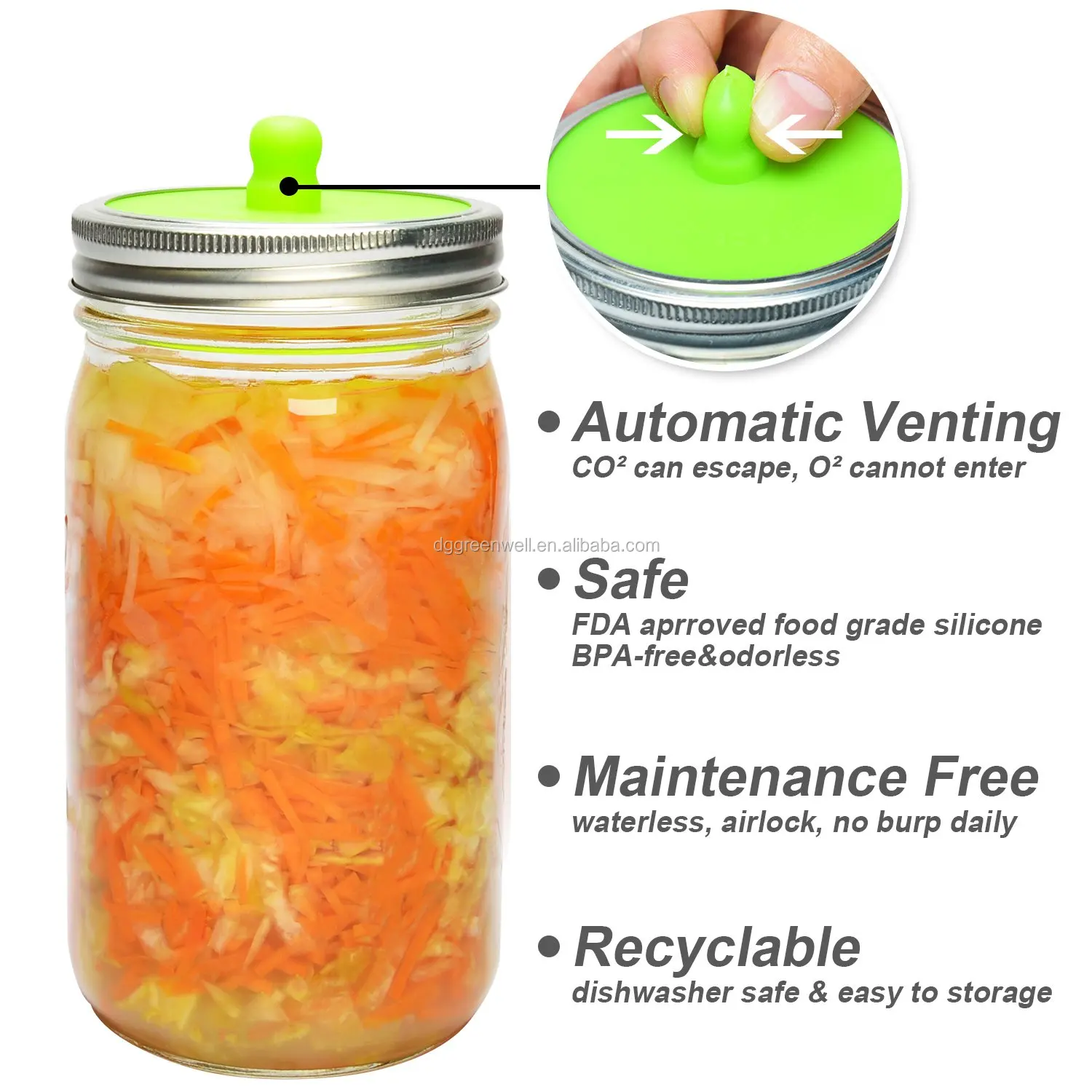 Waterless Airlock Fermentation Lids For Wide Mouth Mason Jars,Food