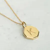 

Stainless Steel Personalised Engraved Hexagon Initial Pendant Necklace