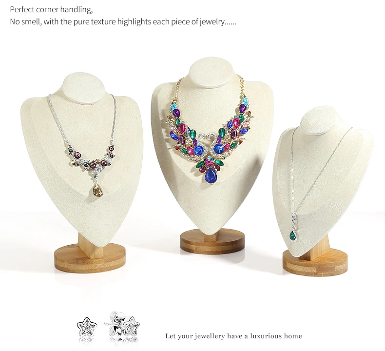 Digu Luxury Custom Wooden Necklace Bust Bamboo Mannequin Necklace Display Prop Necklace Busts