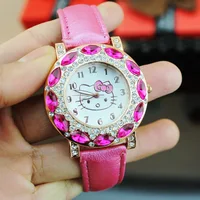 

Hello Kitty ladies girl love to wear a diamond belt watch couple gift