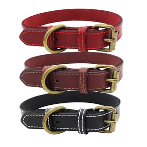 Image of Amazon High Quality Copper-colored Genuine Cow Leather Dog Collar
