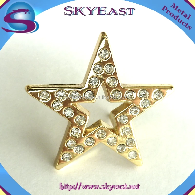 
Promotional Shiny Gold Star Shape Rhinestones Badge with Butterfly Clasp 
