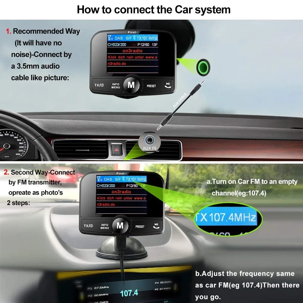 In Car Digital Radio Dab/dab+ / Dab Fm Transmitter Combined With Antenna Easy To Install
